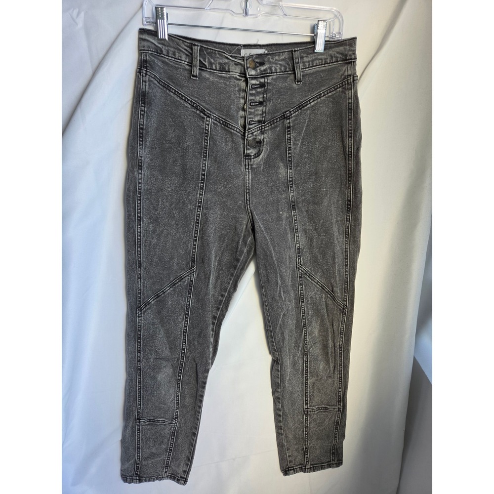 Cello High Rise Paneled Jeans Womens Grey Acid Wash Tapered High Rise